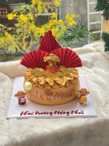 Mẫu bánh vía thần tài màu vàng đồng, size to