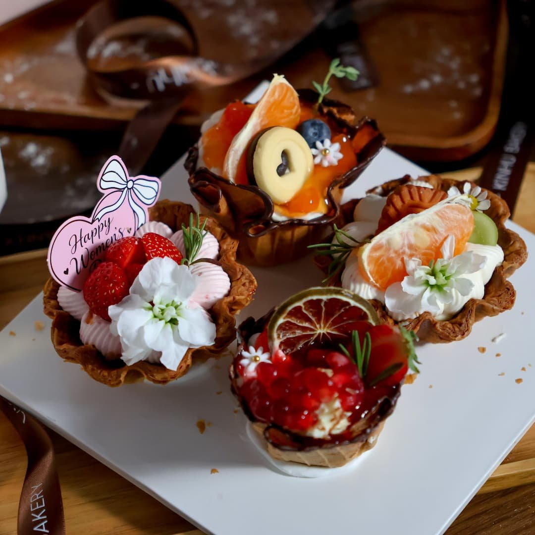 set 4 tart trái cây - ốc quế 250k